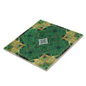 White Diamond Gold Green Pattern Ceramic Tile Tegeltje (Zijkant)