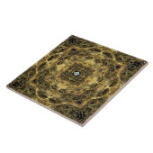 White Diamond Gold Lace op Black Ceramic Tile Tegeltje (Zijkant)