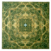 White Diamond Gold Lace op Green Ceramic Tile Tegeltje (Voorkant)