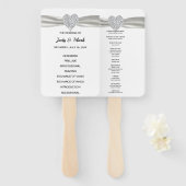 White Diamond Heart Trouwprogramma Handwaaier (Voorkant en achterkant)