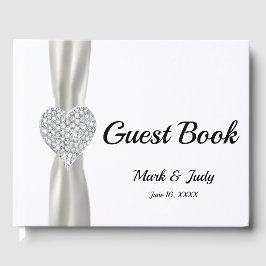 White Diamond Heart Wedding Guestbook Gastenboek
