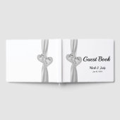 White Diamond Hearts Bruiloft Gastenboek (Volledig)