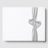 White Diamond Hearts Bruiloft Gastenboek (Achterkant)