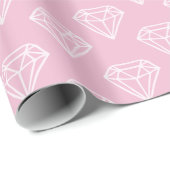 White Diamond Jewel Pattern Pink Wrapping Paper Cadeaupapier (Rol Hoek)