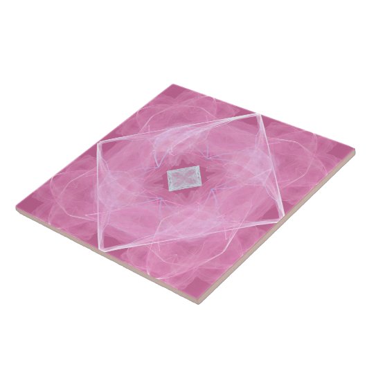 White Diamond on Pink Lace Pattern Ceramic Tile Tegeltje (Zijkant)
