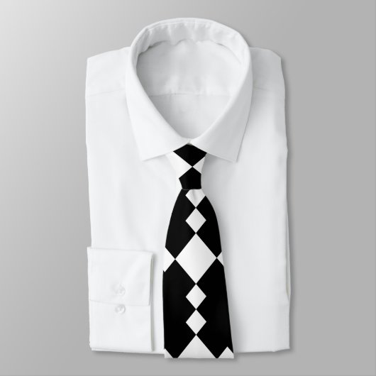White Diamond Pattern on Black Stropdas (Gebonden)