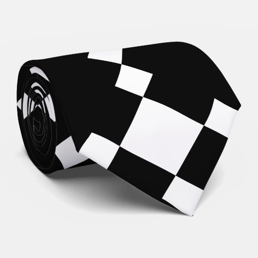 White Diamond Pattern on Black Stropdas (Opgerold)