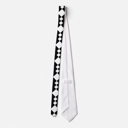 White Diamond Pattern on Black Stropdas (Achterkant)