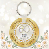 White Diamond Personalized 60e Jubileum Favors Sleutelhanger