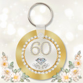 White Diamond Personalized 60e Jubileum Favors Sleutelhanger