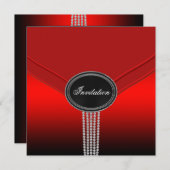 White Diamond Red Black Stropdas Party Kaart (Voorkant / Achterkant)