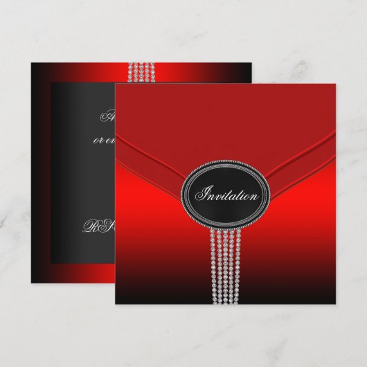 White Diamond Red Black Stropdas Party Kaart (Voorkant / Achterkant)