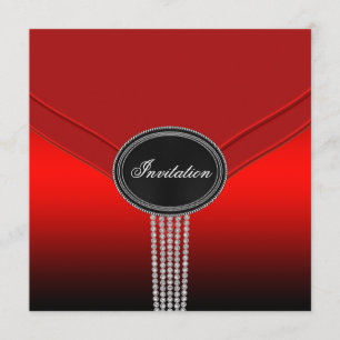 White Diamond Red Black Stropdas Party Kaart