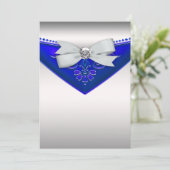 White Diamond Royal Blue verjaardagsfeest uitnodig Kaart (Staand voorkant)
