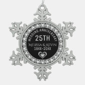 White Diamonds 25e huwelijksjubileum sjabloon Tin Sneeuwvlok Ornament (Voorkant)