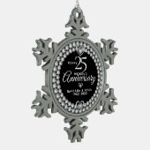 White Diamonds 25th Silver Wedding Jubileum Tin Sneeuwvlok Ornament (Links)