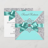 White Diamonds Blauwgroen Blauw Sweet 16 Verjaarda Kaart (Voorkant / Achterkant)