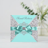 White Diamonds Blauwgroen Blauw Sweet 16 Verjaarda Kaart (Staand voorkant)