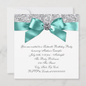 White Diamonds Blauwgroen Blauw Sweet 16 Verjaarda Kaart (Achterkant)