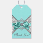 White Diamonds Blauwgroen Blauw Verjaardagsfeest Cadeaulabel (Voorkant)