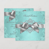 White Diamonds Blauwgroen Blauw Verjaardagsfeest Kaart (Voorkant / Achterkant)