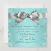 White Diamonds Blauwgroen Blauw Verjaardagsfeest Kaart (Achterkant)