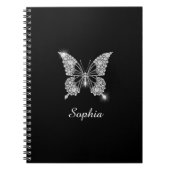 White Diamonds Butterfly, DIY Script Name, Black Notitieboek (Voorkant)