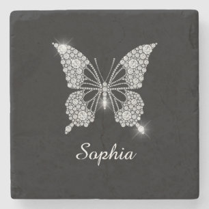 White Diamonds Butterfly, DIY Script Name, Black Stenen Onderzetter