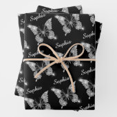 White Diamonds Butterfly, Sparkle, DIY Name, Black Inpakpapier Vel (In situ)