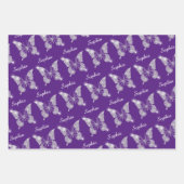 White Diamonds Butterfly Sparkle Name Royal Paars Inpakpapier Vel (Voorkant 3)