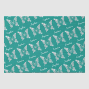 White Diamonds Butterfly Sparkle Script Naam, Blau Tissuepapier
