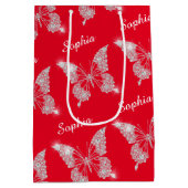 White Diamonds Butterfly Sparkle Script Naam, Rood Medium Cadeauzakje (Achterkant)