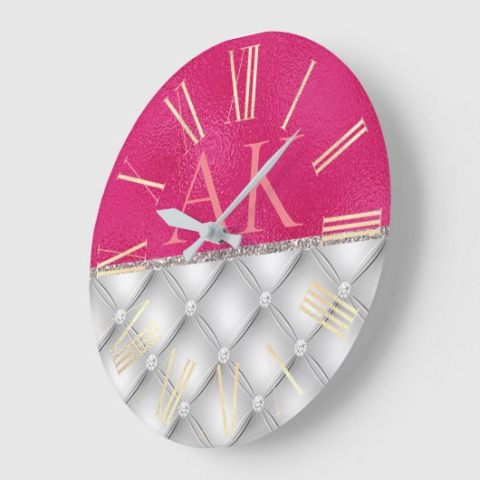 White Diamonds-kussen op warmroze leder Grote Klok (Hoek)