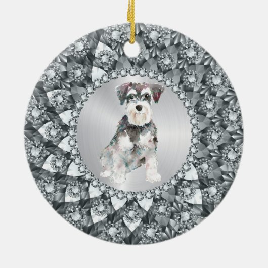 White Diamonds Lijst Minitur Schnauser Keramisch Ornament (Achterkant)