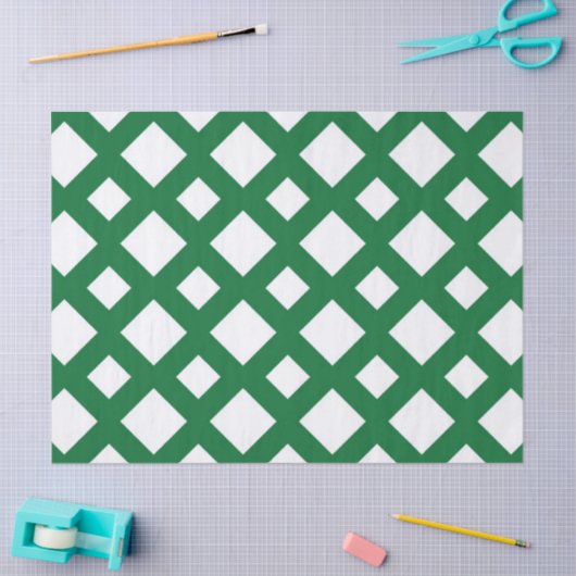 White Diamonds on Green Tissue Paper Tissuepapier (Craft)