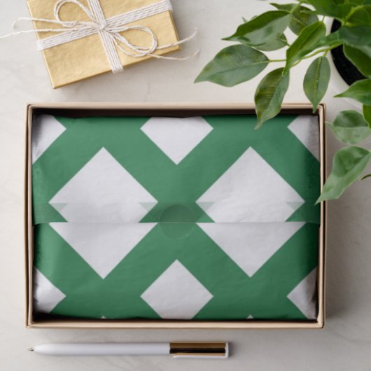 White Diamonds on Green Tissue Paper Tissuepapier (Geschenk)