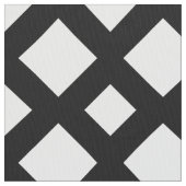 White Diamonds op Black Geometric Fabric Stof (Close Up)