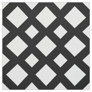 White Diamonds op Black Geometric Fabric Stof
