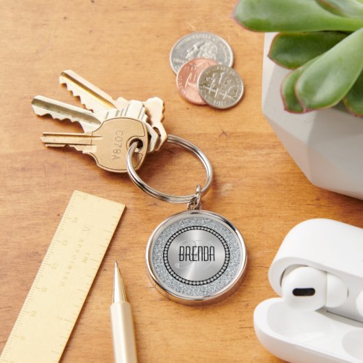 White Diamonds Pattern Monogram Keychain (Bureau)