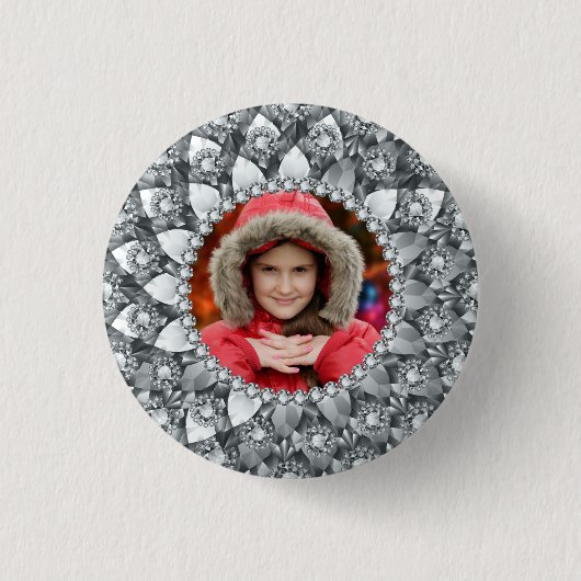 White Diamonds Photo Lijst Ronde Button 3,2 Cm (Voorkant)