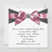 White Diamonds Pink Black Sweet 16 Birthday Party Kaart (Achterkant)