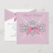 White Diamonds Pink Sweet 16 Birthday Party Kaart (Voorkant / Achterkant)