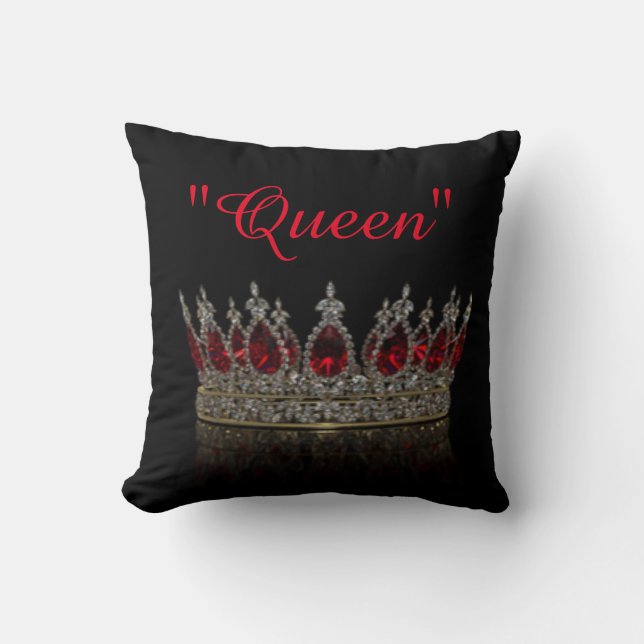 White Diamonds Red Rubies Queen Crown Kussen (Voorkant)
