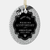 White Diamonds Silver en Black 25 Jubileum Keramisch Ornament (Rechts)