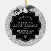 White Diamonds Silver en Black 25 Jubileum Keramisch Ornament (Voorkant)
