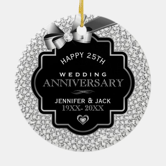 White Diamonds Silver en Black 25 Jubileum Keramisch Ornament (Achterkant)