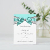 White Diamonds Teal Blue Bewaar de Datum Save The Date (Staand voorkant)