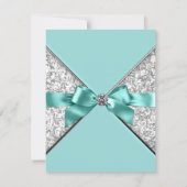 White Diamonds Teal Blue Bewaar de Datum Save The Date (Achterkant)