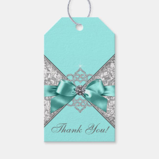 White Diamonds Turquoise Blauwe Verjaardagsfeest Cadeaulabel