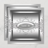 White Diamonds White Sweet 16 Verjaardagsfeest Kaart (Voorkant / Achterkant)